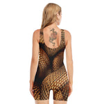 Bronze Snake Print Sleeveless One Piece Swimsuit