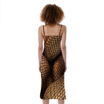 Bronze Snake Print Slim Fit Midi Cami Dress