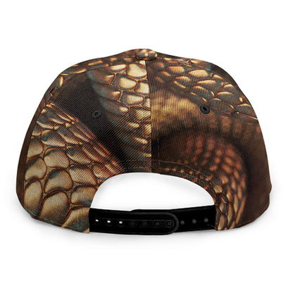 Bronze Snake Print Snapback Cap