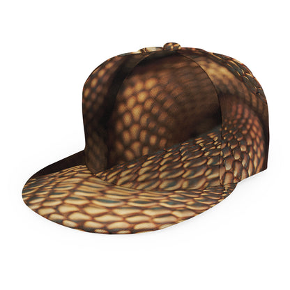 Bronze Snake Print Snapback Cap