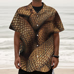 Bronze Snake Print Textured Short Sleeve Shirt