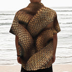 Bronze Snake Print Textured Short Sleeve Shirt