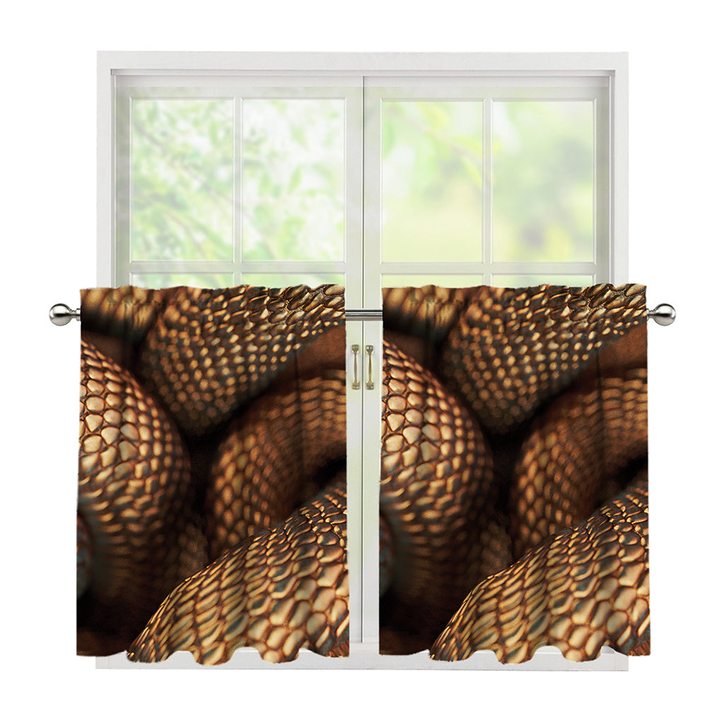 Bronze Snake Print Tier Curtains