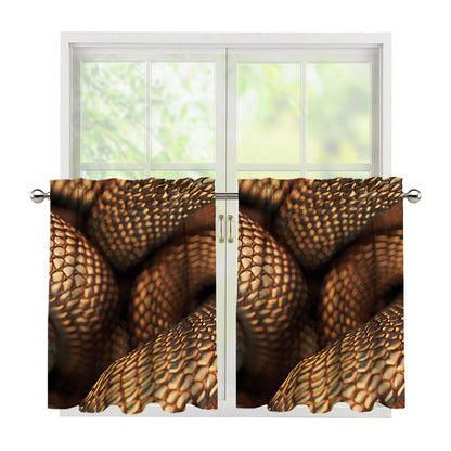 Bronze Snake Print Tier Curtains