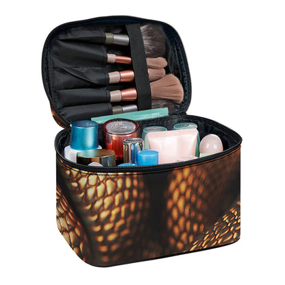 Bronze Snake Print Travel Makeup Bag