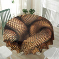 Bronze Snake Print Waterproof Round Tablecloth
