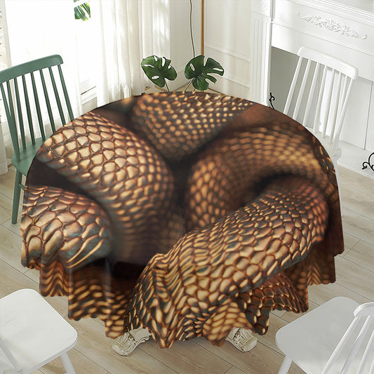 Bronze Snake Print Waterproof Round Tablecloth