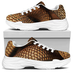 Bronze Snake Print White Chunky Shoes