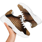 Bronze Snake Print White Chunky Shoes