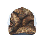 Bronze Snake Print White Mesh Trucker Cap