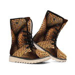 Bronze Snake Print Winter Boots