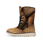Bronze Snake Print Winter Boots