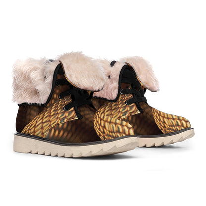 Bronze Snake Print Winter Boots