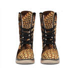 Bronze Snake Print Winter Boots