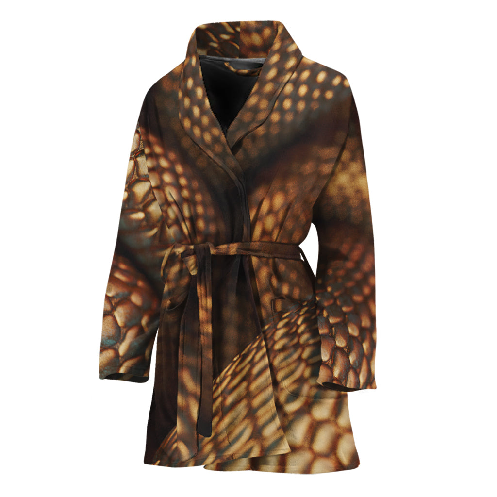 Bronze Snake Print Women's Bathrobe