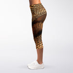 Bronze Snake Print Women's Capri Leggings