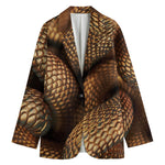Bronze Snake Print Women's Cotton Blazer