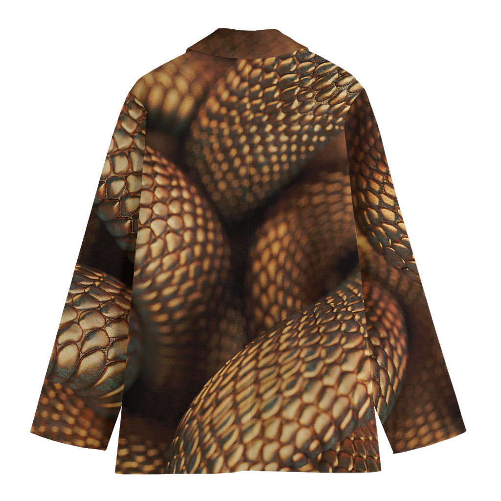 Bronze Snake Print Women's Cotton Blazer