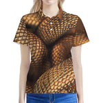 Bronze Snake Print Women's Polo Shirt