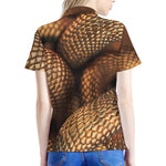 Bronze Snake Print Women's Polo Shirt