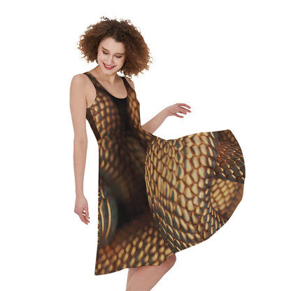 Bronze Snake Print Women's Sleeveless Dress
