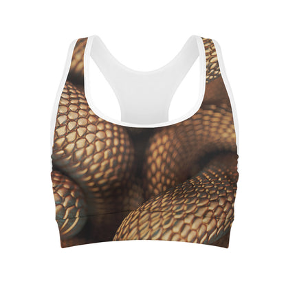 Bronze Snake Print Women's Sports Bra