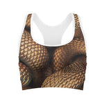 Bronze Snake Print Women's Sports Bra