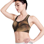 Bronze Snake Print Women's Sports Bra