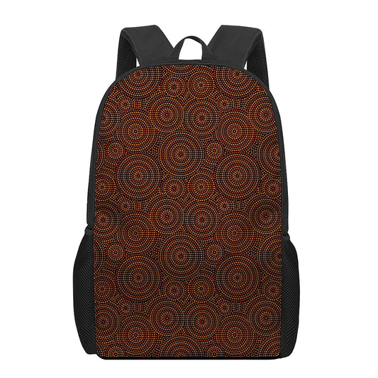 Brown Aboriginal Dot Pattern Print 17 Inch Backpack
