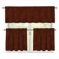 Brown Aboriginal Dot Pattern Print 3 Piece Kitchen Curtains