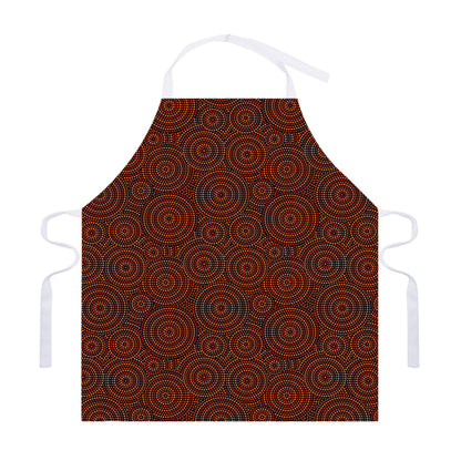 Brown Aboriginal Dot Pattern Print Adjustable Apron