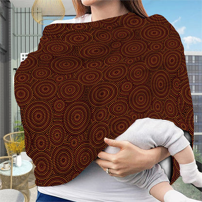 Brown Aboriginal Dot Pattern Print Baby Seat Cover