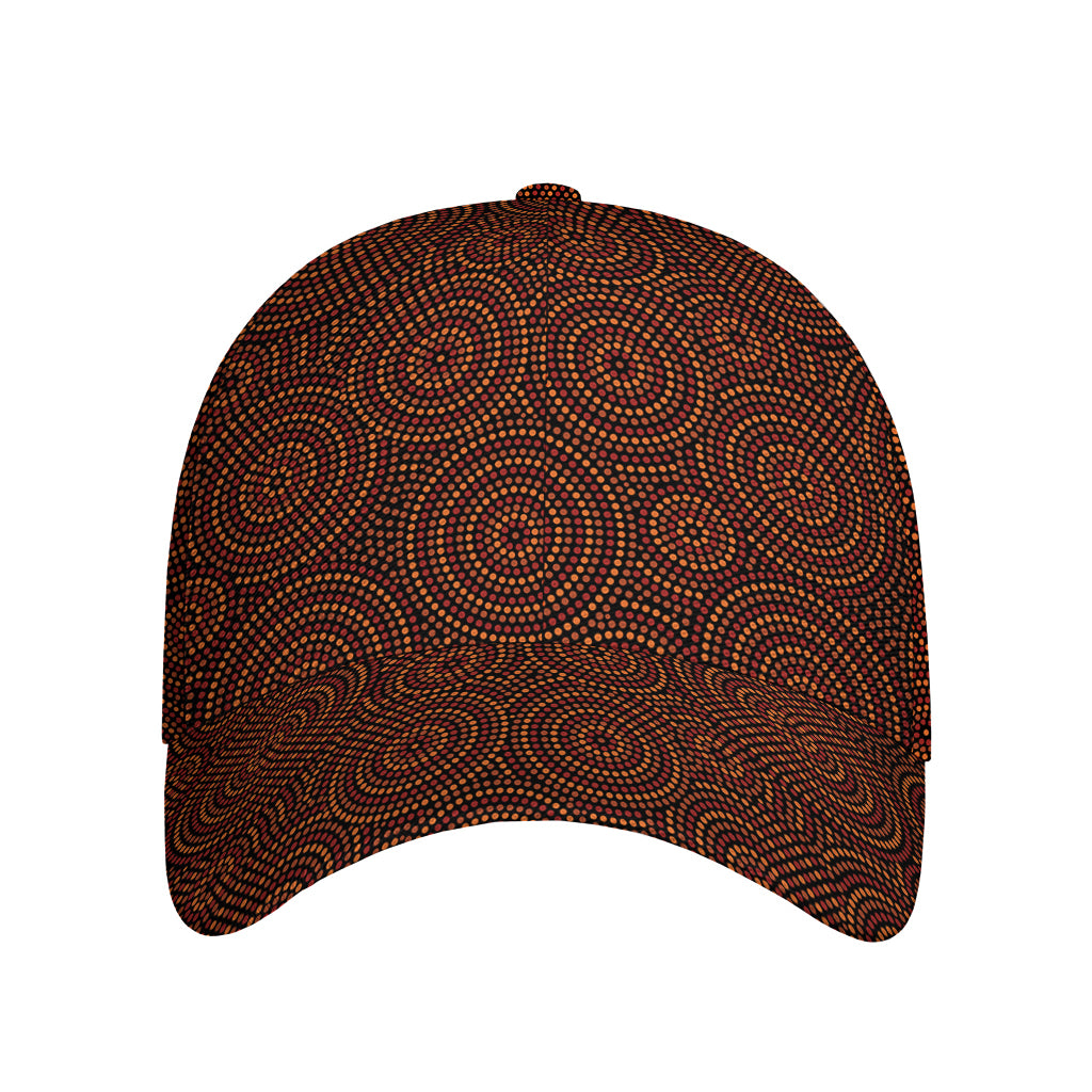 Brown Aboriginal Dot Pattern Print Baseball Cap