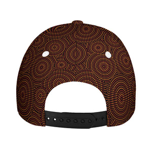 Brown Aboriginal Dot Pattern Print Baseball Cap