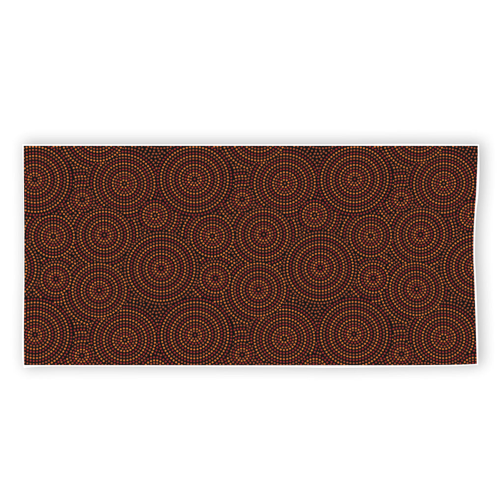 Brown Aboriginal Dot Pattern Print Beach Towel