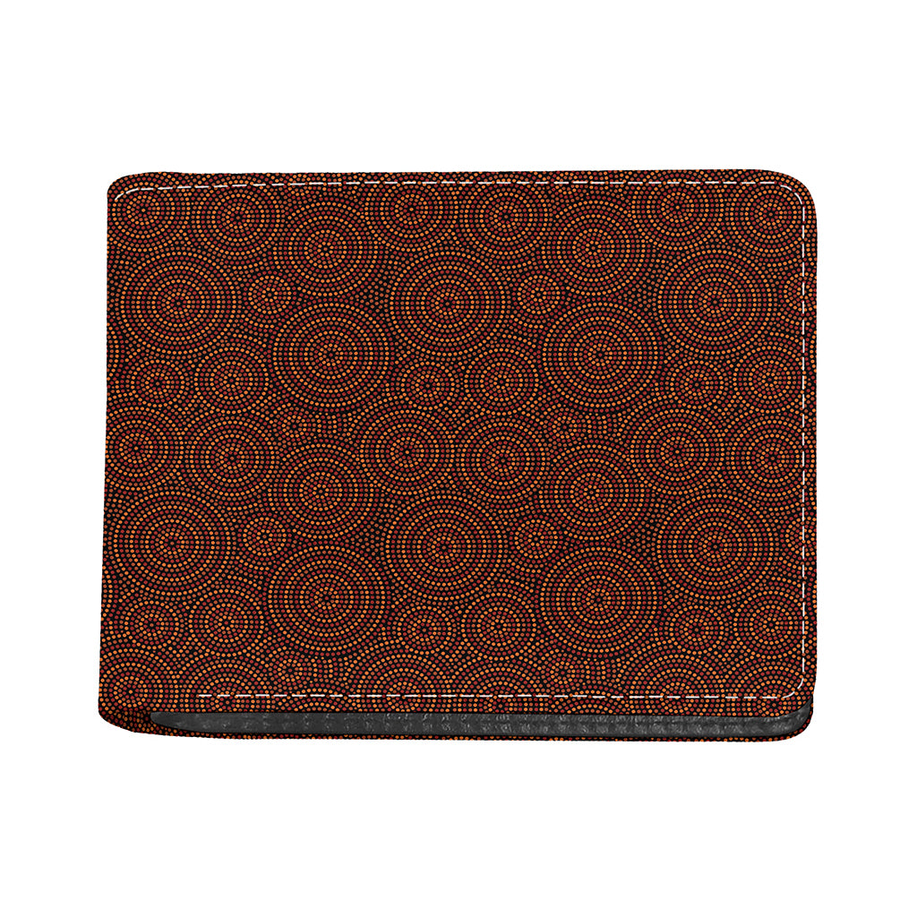 Brown Aboriginal Dot Pattern Print Bifold Wallet