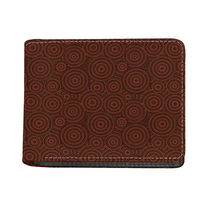 Brown Aboriginal Dot Pattern Print Bifold Wallet