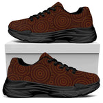 Brown Aboriginal Dot Pattern Print Black Chunky Shoes