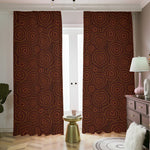 Brown Aboriginal Dot Pattern Print Blackout Pencil Pleat Curtains