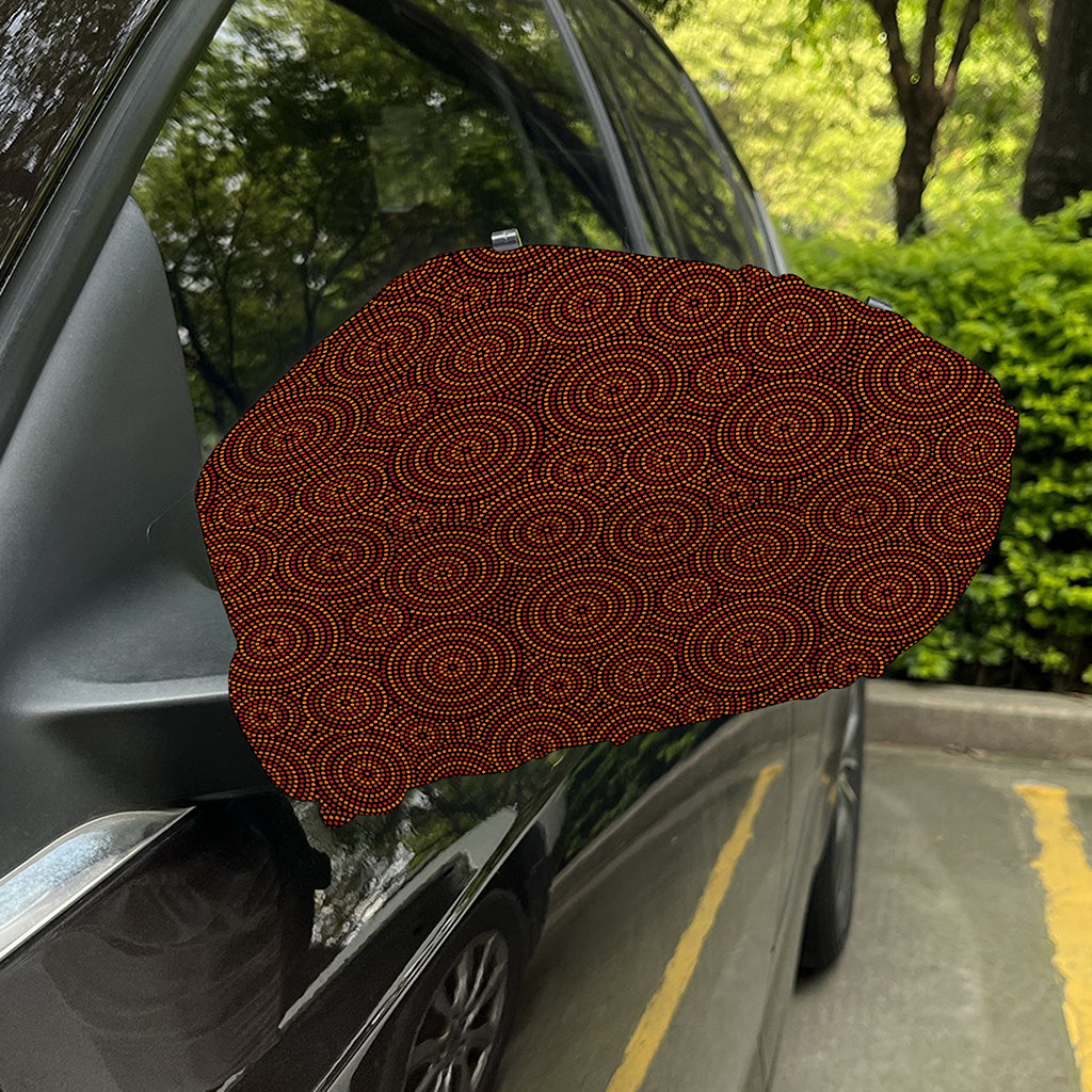 Brown Aboriginal Dot Pattern Print Car Side Mirror Covers