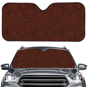 Brown Aboriginal Dot Pattern Print Car Windshield Sun Shade