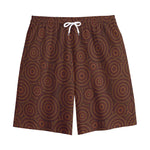 Brown Aboriginal Dot Pattern Print Cotton Shorts