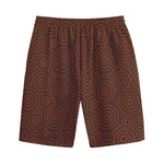 Brown Aboriginal Dot Pattern Print Cotton Shorts