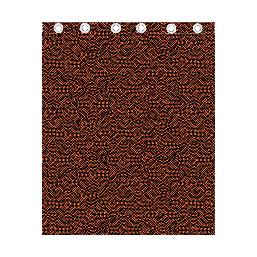 Brown Aboriginal Dot Pattern Print Curtain