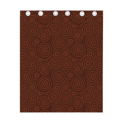 Brown Aboriginal Dot Pattern Print Curtain
