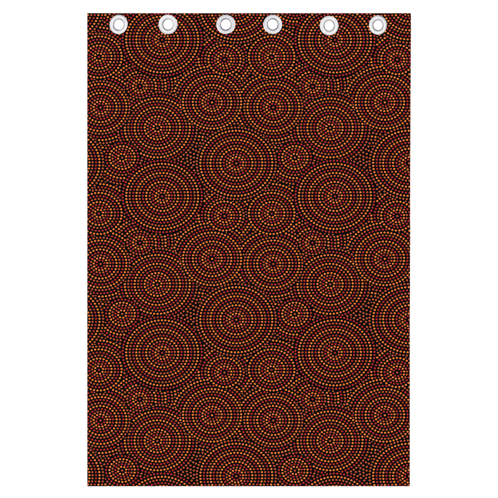 Brown Aboriginal Dot Pattern Print Curtain