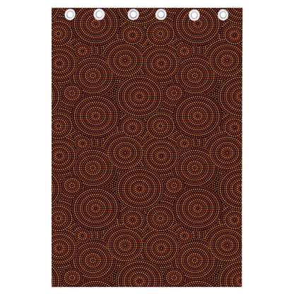Brown Aboriginal Dot Pattern Print Curtain