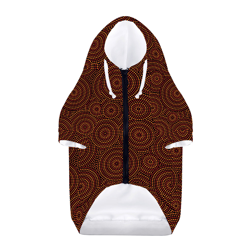 Brown Aboriginal Dot Pattern Print Dog Zip Up Hoodie