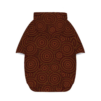 Brown Aboriginal Dot Pattern Print Dog Zip Up Hoodie