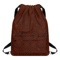 Brown Aboriginal Dot Pattern Print Drawstring Backpack
